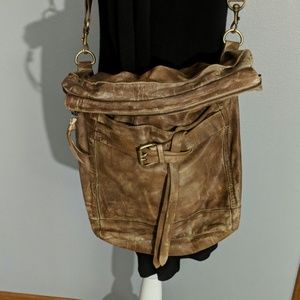 Brown leather Free People crossbody